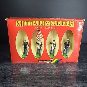 7301 Britains Metal Models Toy Soldiers:  US Marine Corps  4x Soldiers